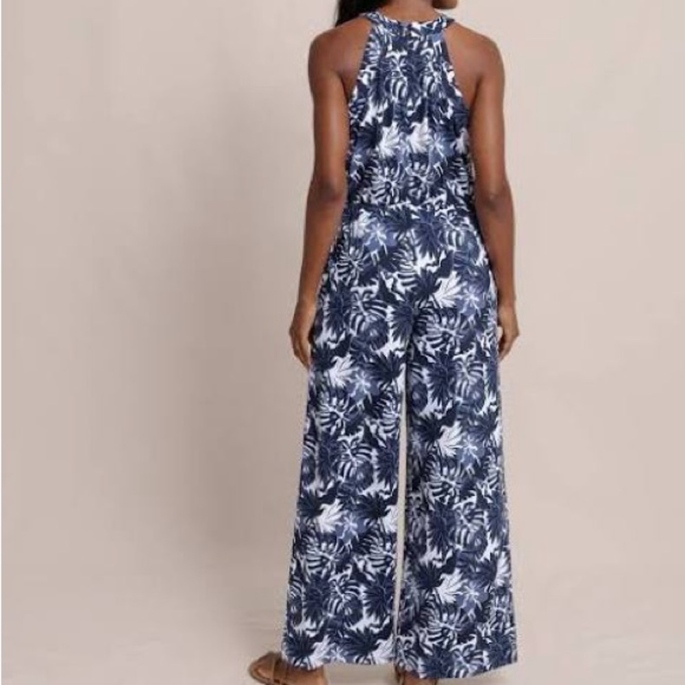 Southern Tide Navy and White Floral full length jumpsuit - Picture 2 of 6